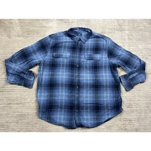 George Flannel Shirt Mens 3XL Blue Button Up Long Sleeve 100% Cotton Workwear